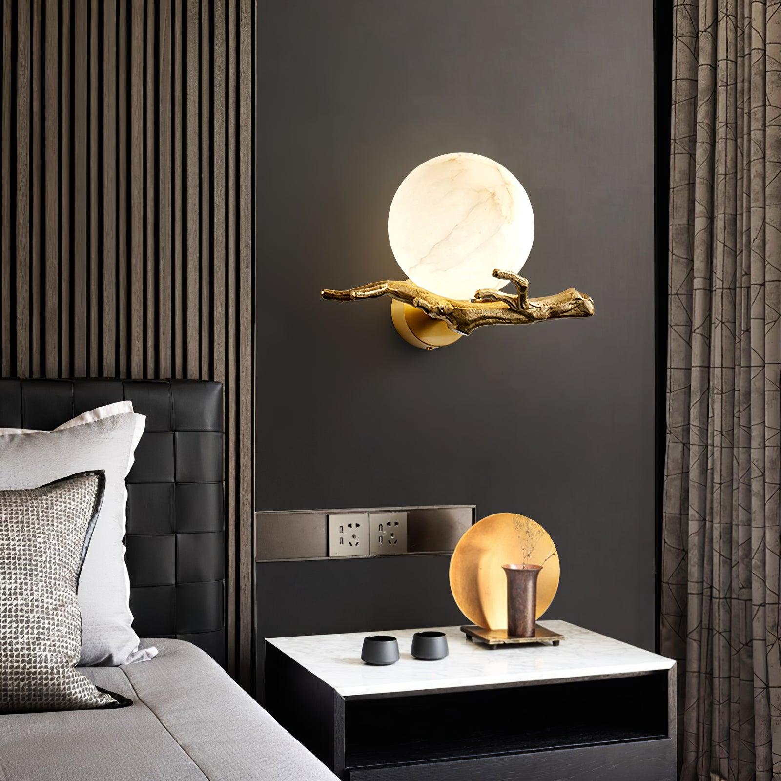 Erixa Retro Twigs Brass Marble Wall Lamp