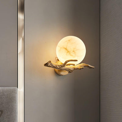 Erixa Retro Twigs Brass Marble Wall Lamp