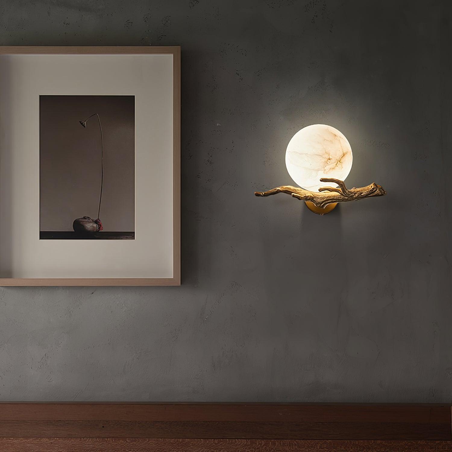 Erixa Retro Twigs Brass Marble Wall Lamp