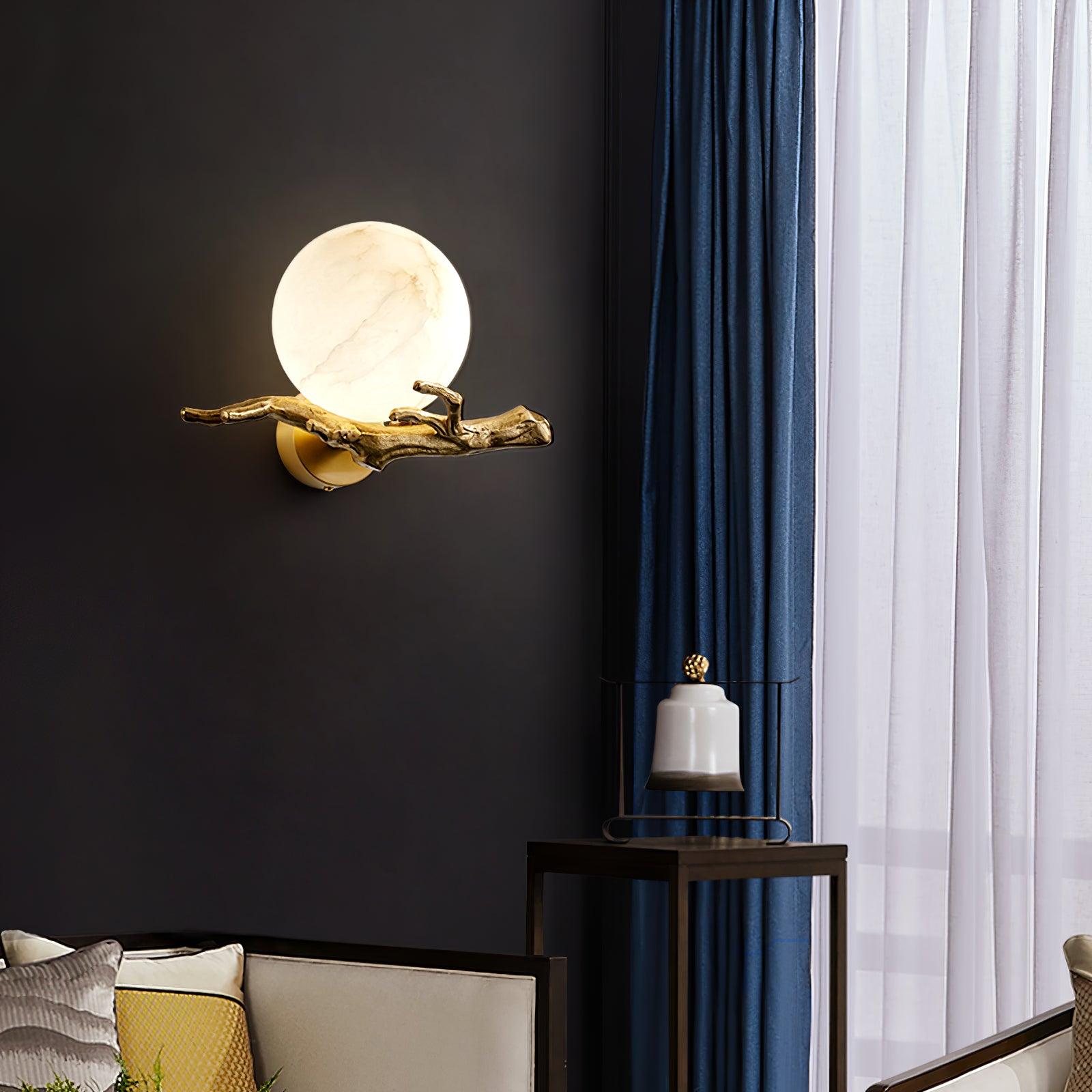 Erixa Retro Twigs Brass Marble Wall Lamp