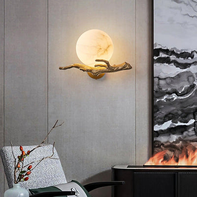 Erixa Retro Twigs Brass Marble Wall Lamp