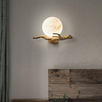 Erixa Retro Twigs Brass Marble Wall Lamp