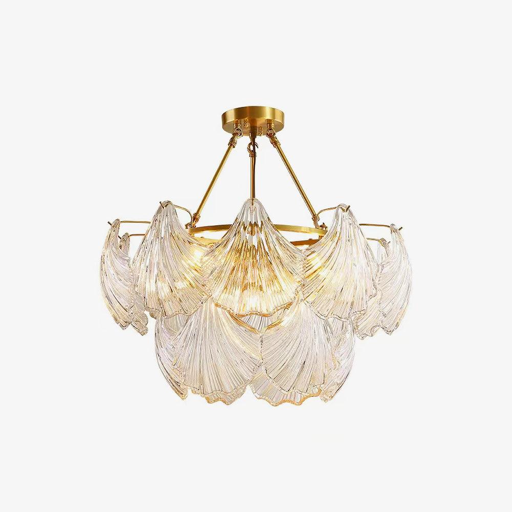 Veluaya Ceiling Light Ribbed Shell Glass Gold