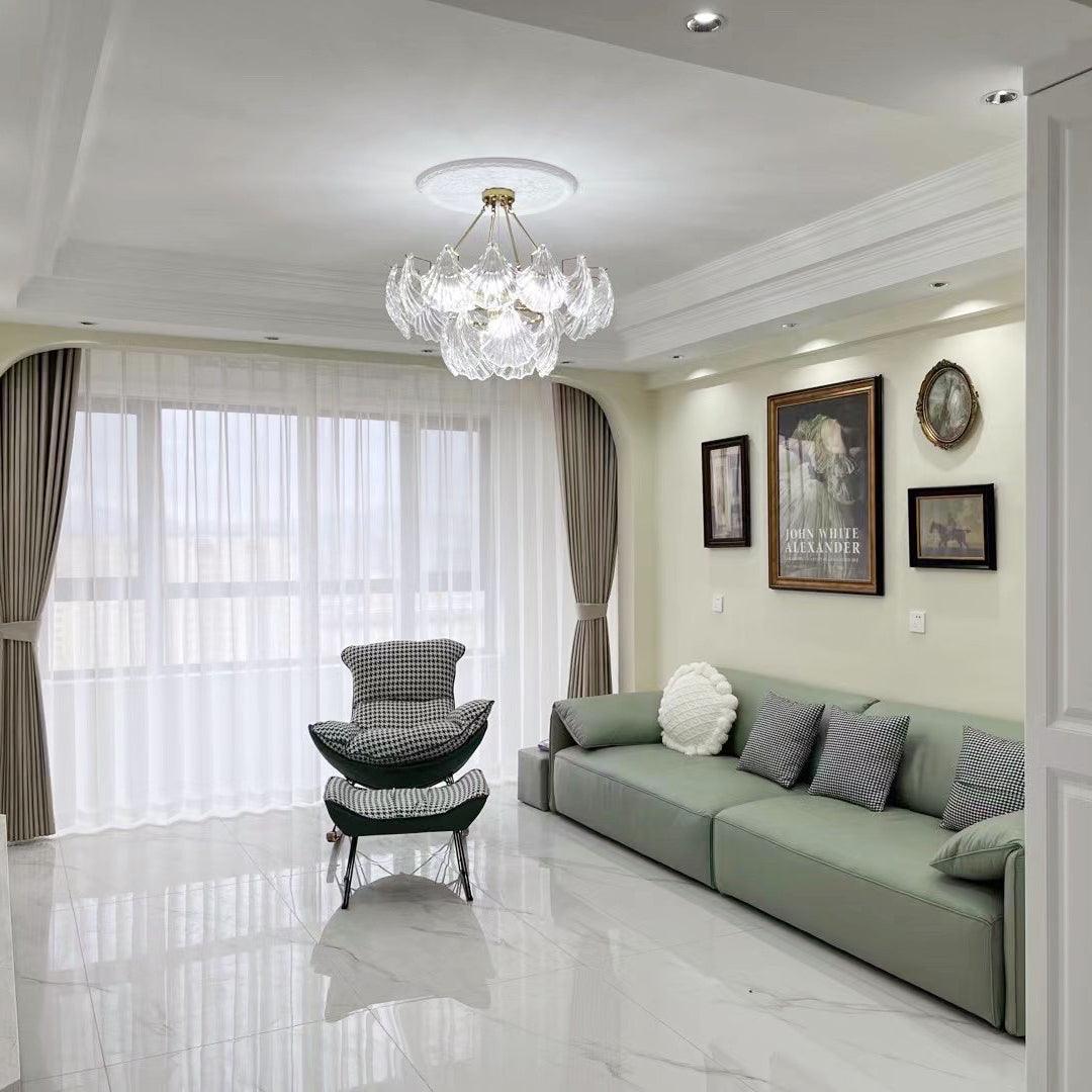 Veluaya Ceiling Light Ribbed Shell Glass Gold