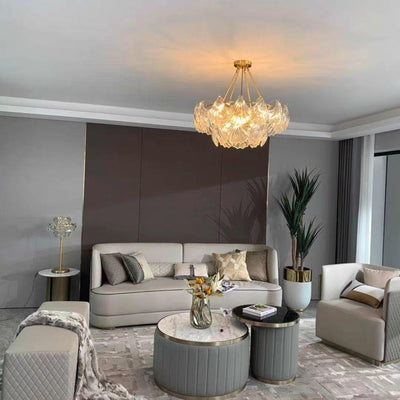 Veluaya Ceiling Light Ribbed Shell Glass Gold