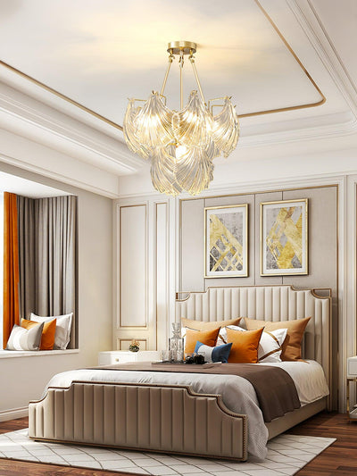 Veluaya Ceiling Light Ribbed Shell Glass Gold