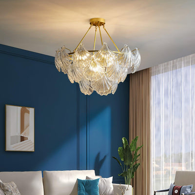 Veluaya Ceiling Light Ribbed Shell Glass Gold