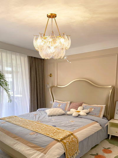 Veluaya Ceiling Light Ribbed Shell Glass Gold