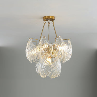 Veluaya Ceiling Light Ribbed Shell Glass Gold
