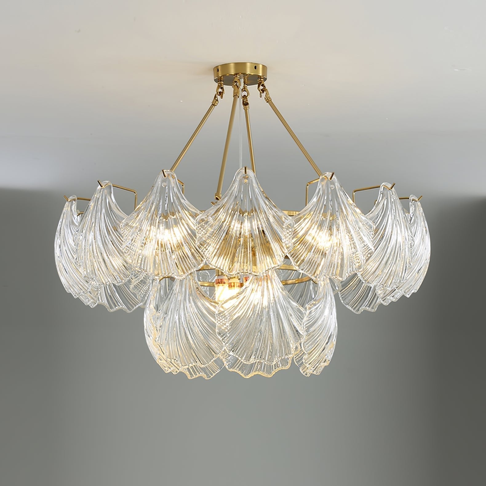 Veluaya Ceiling Light Ribbed Shell Glass Gold