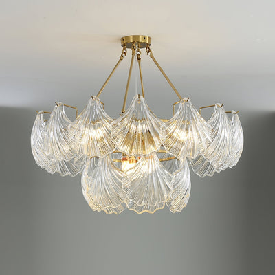 Veluaya Ceiling Light Ribbed Shell Glass Gold