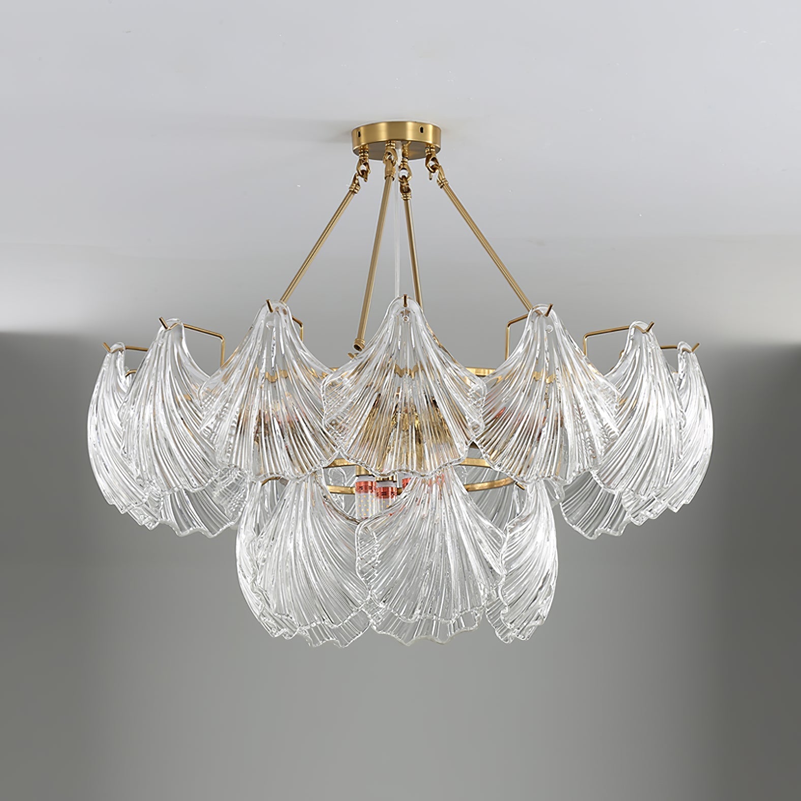 Veluaya Ceiling Light Ribbed Shell Glass Gold