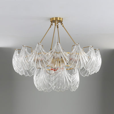 Veluaya Ceiling Light Ribbed Shell Glass Gold