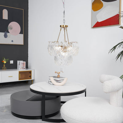 Veluaya Ceiling Light Ribbed Shell Glass Gold