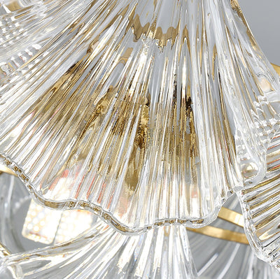 Veluaya Ceiling Light Ribbed Shell Glass Gold
