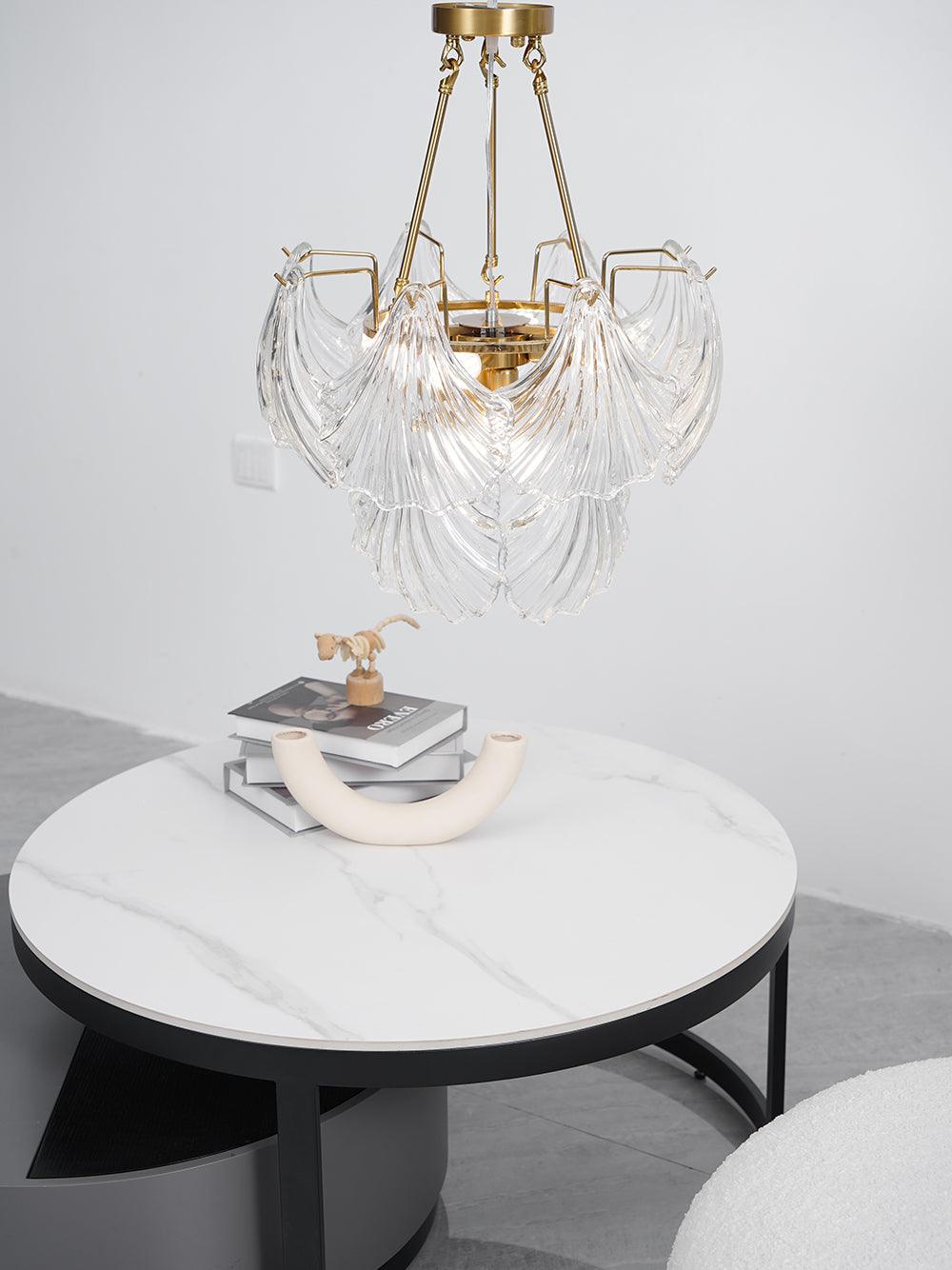 Veluaya Ceiling Light Ribbed Shell Glass Gold