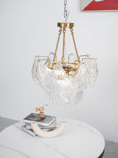 Veluaya Ceiling Light Ribbed Shell Glass Gold