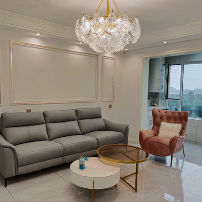 Veluaya Ceiling Light Ribbed Shell Glass Gold