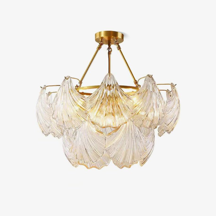 Veluaya Ceiling Light Ribbed Shell Glass Gold