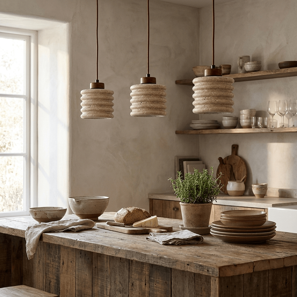 Nerovan Travertine Pendant Light