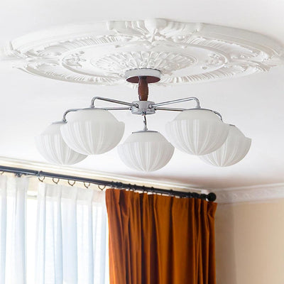 Rinivian Chandelier Retro Glass Chrome Wood