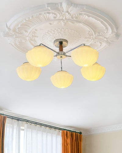 Rinivian Chandelier Retro Glass Chrome Wood