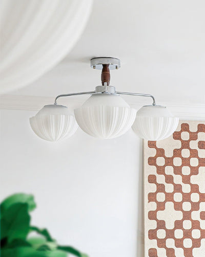 Rinivian Chandelier Retro Glass Chrome Wood