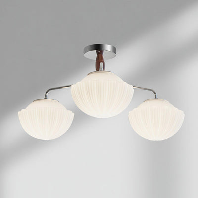 Rinivian Chandelier Retro Glass Chrome Wood