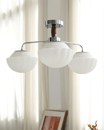 Rinivian Chandelier Retro Glass Chrome Wood