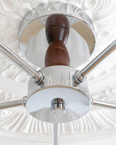 Rinivian Chandelier Retro Glass Chrome Wood