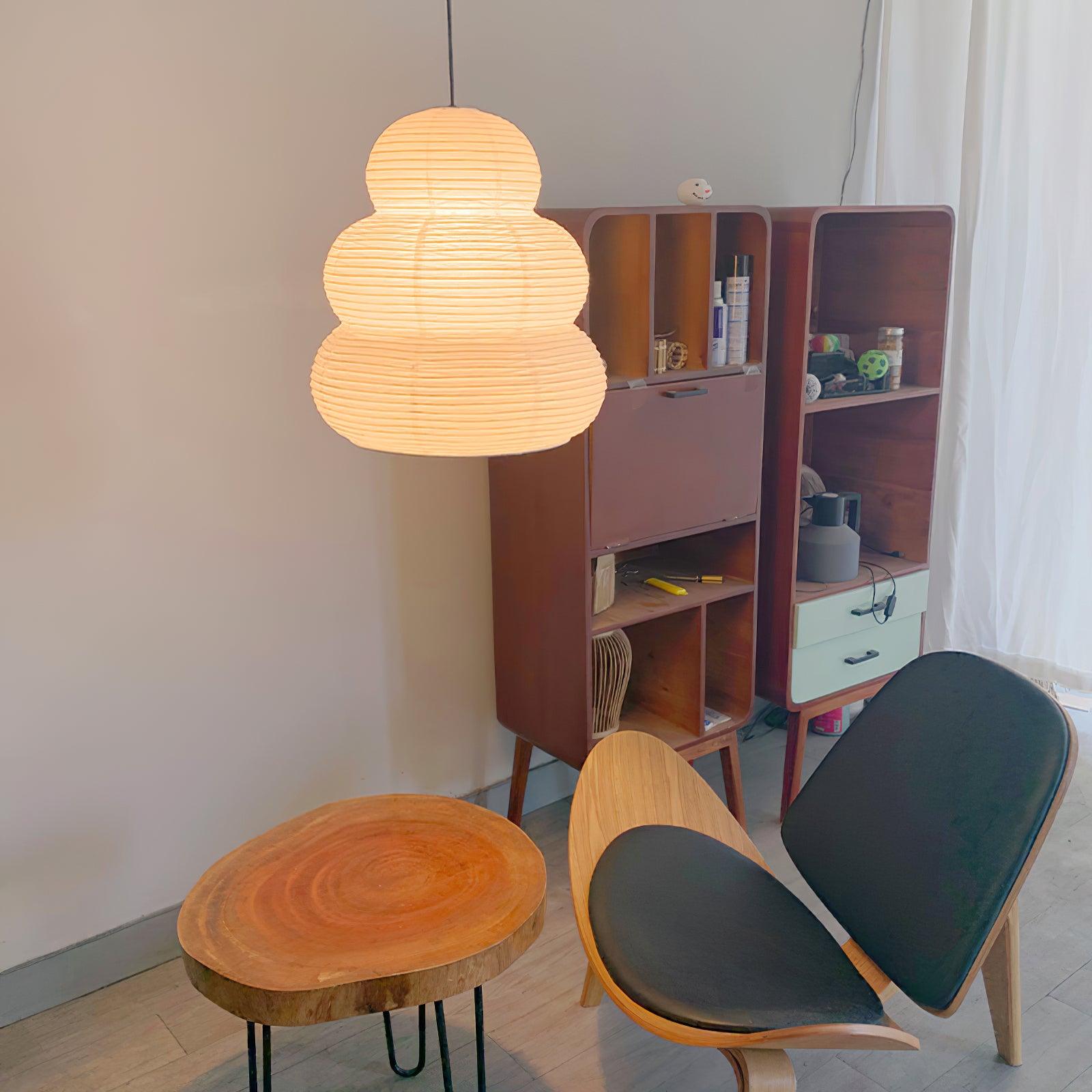 Solara Pendant Lamp Washi Paper Tiered Lantern Japanese Living Room