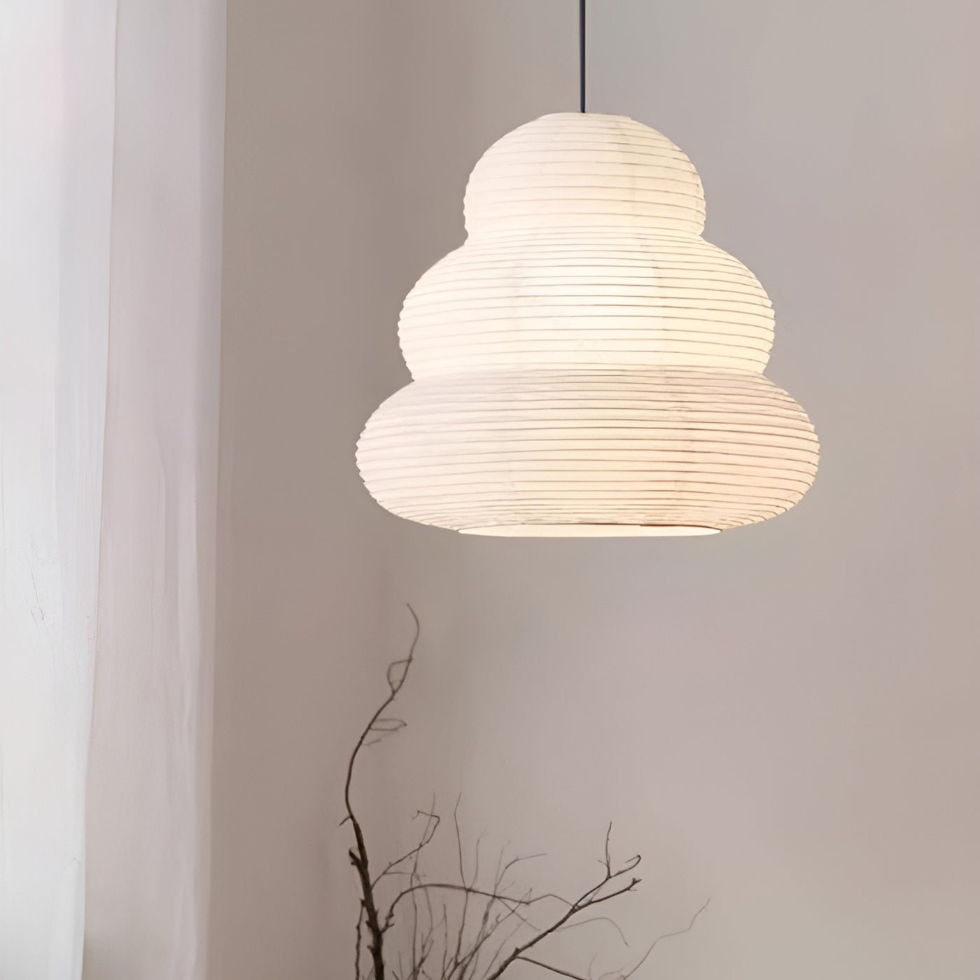 Solara Pendant Lamp Washi Paper Tiered Lantern Japanese Living Room