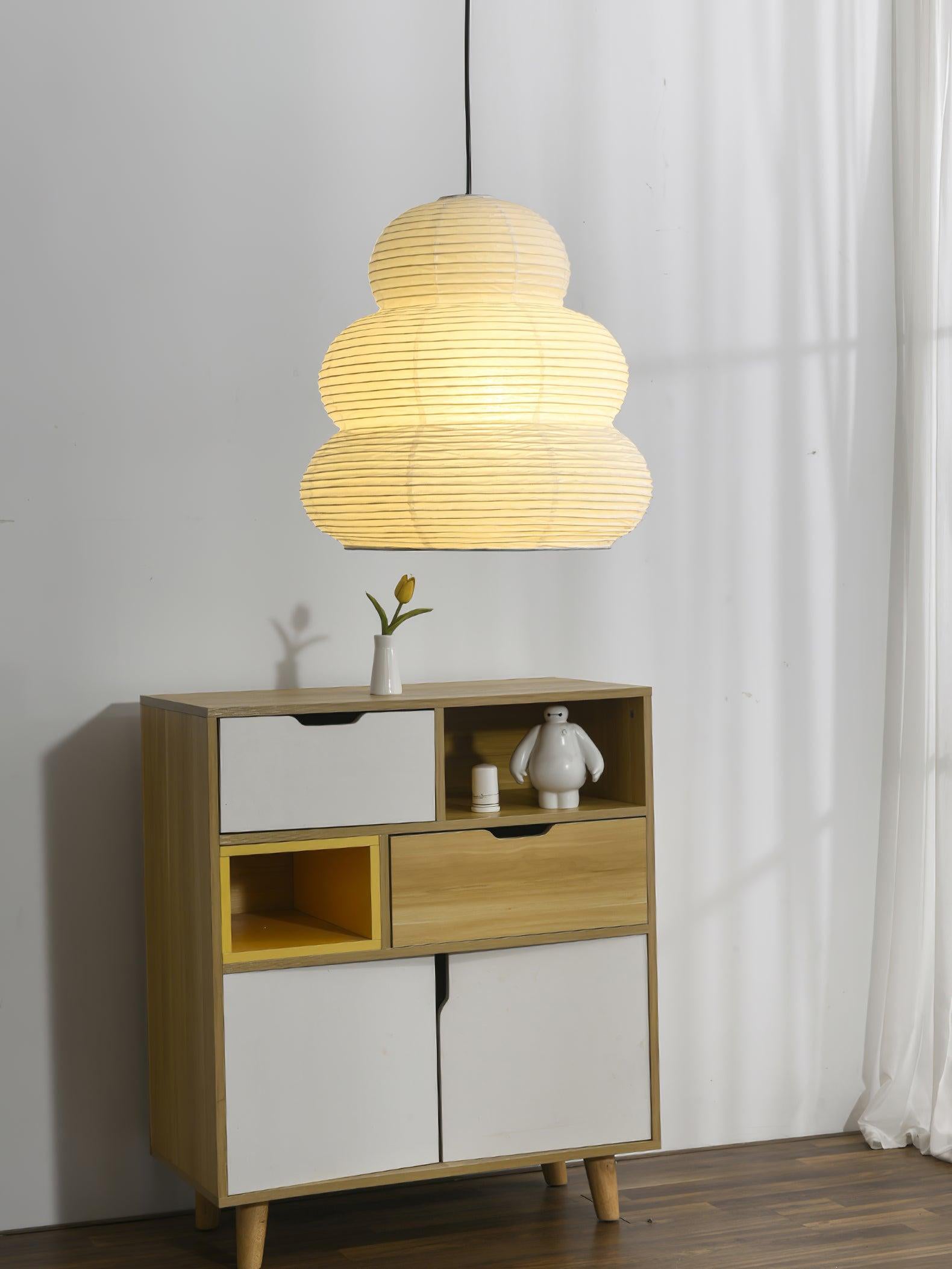 Solara Pendant Lamp Washi Paper Tiered Lantern Japanese Living Room