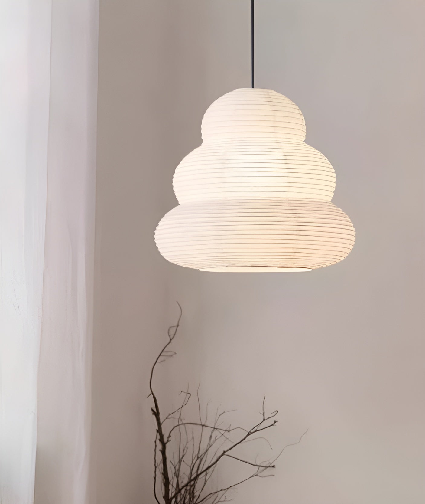 Solara Pendant Lamp Washi Paper Tiered Lantern Japanese Living Room
