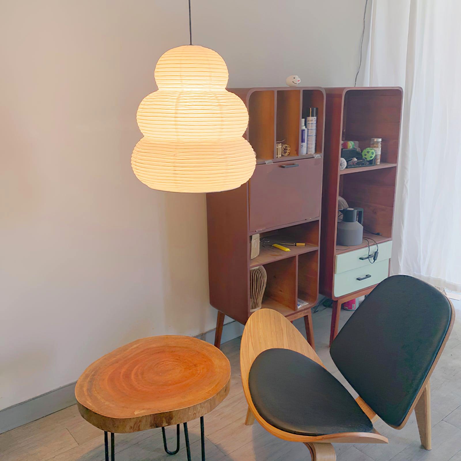 Solara Pendant Lamp Washi Paper Tiered Lantern Japanese Living Room