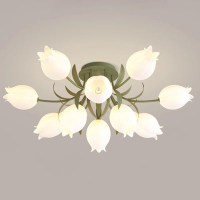 Lustra Ceiling Light Lily Flower Blossom Green Base - Neutral Decor