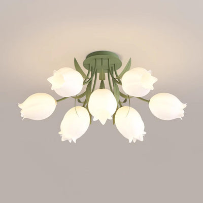Lustra Ceiling Light Lily Flower Blossom Green Base - Neutral Decor
