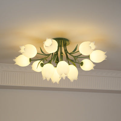 Lustra Ceiling Light Lily Flower Blossom Green Base - Neutral Decor