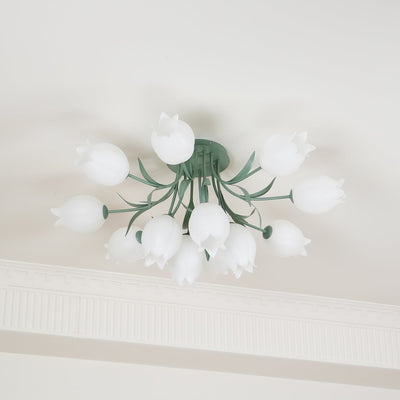 Lustra Ceiling Light Lily Flower Blossom Green Base - Neutral Decor