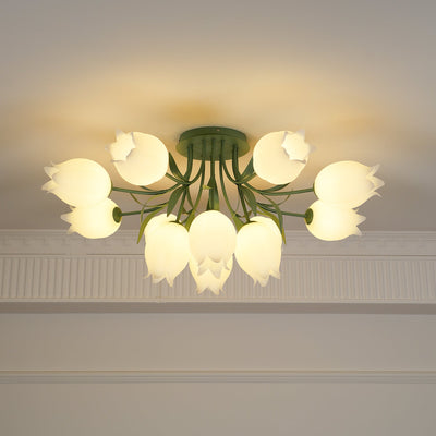 Lustra Ceiling Light Lily Flower Blossom Green Base - Neutral Decor