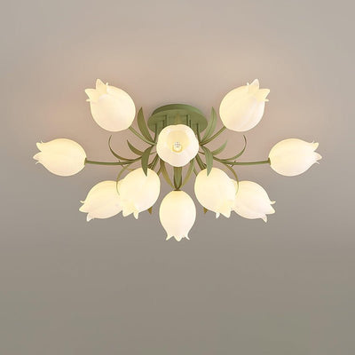 Lustra Ceiling Light Lily Flower Blossom Green Base - Neutral Decor