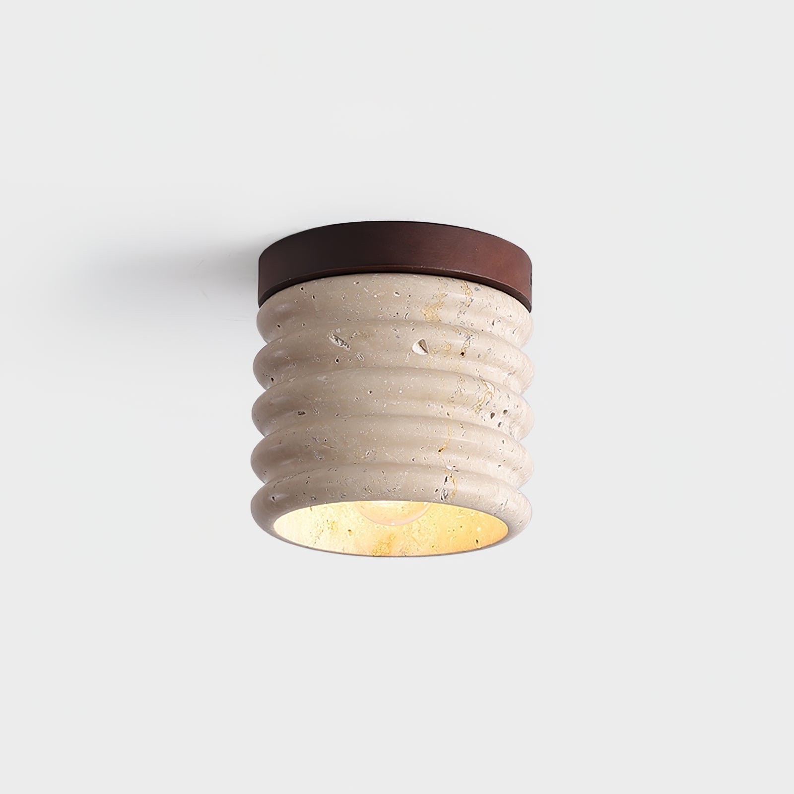 Vomaran Fluted Cylinder Travertine Ceiling Light