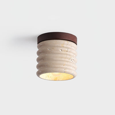 Vomaran Fluted Cylinder Travertine Ceiling Light