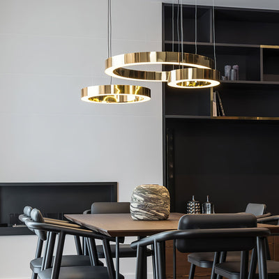 Dexlin Pendant Light LED Ring Gold Modern 3-Ring