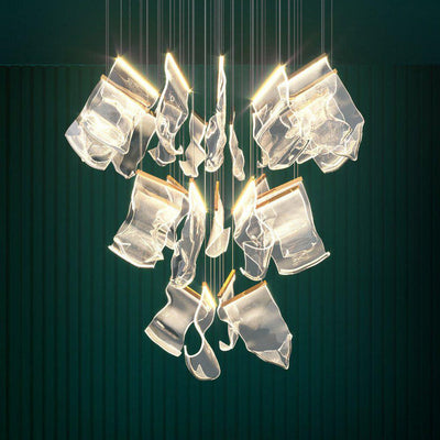 Lucuian Chandelier Acrylic LED Abstract Floating