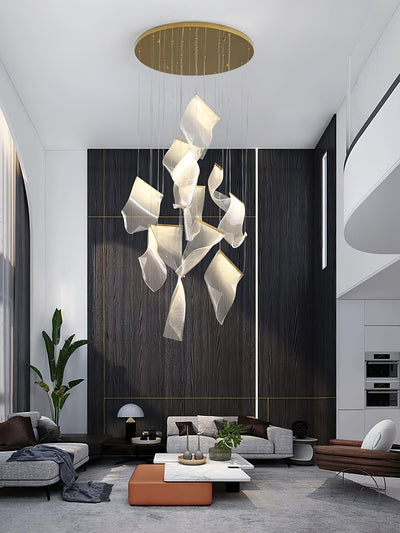 Lucuian Chandelier Acrylic LED Abstract Floating