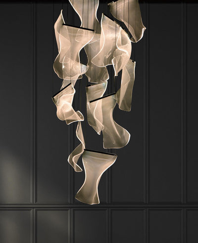 Lucuian Chandelier Acrylic LED Abstract Floating