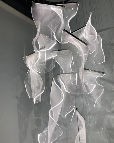 Lucuian Chandelier Acrylic LED Abstract Floating