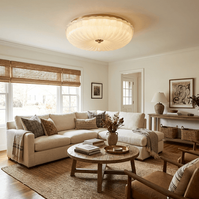 Delafield Ripple Glass Flush Mount Ceiling Light