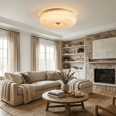 Delafield Ripple Glass Flush Mount Ceiling Light